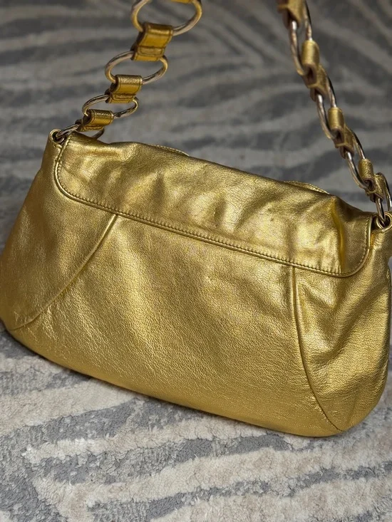 YSL Gold Floral Applique Shoulder Bag Y2K Vintage - Picture 5 of 11